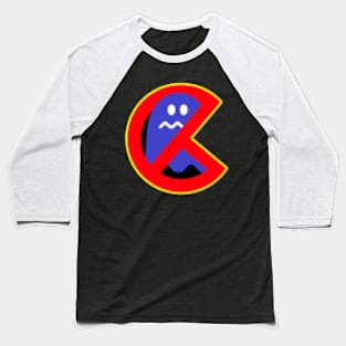 PacBuster Version 4 8-bit edition - Ghostbusters Style Pacman Logo Baseball T-Shirt